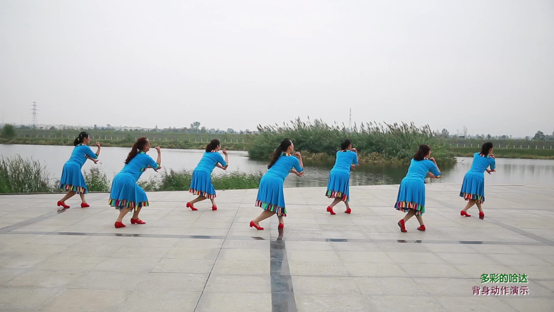 陕西蔡家坡西机社区广场舞多彩的哈达-背面演示