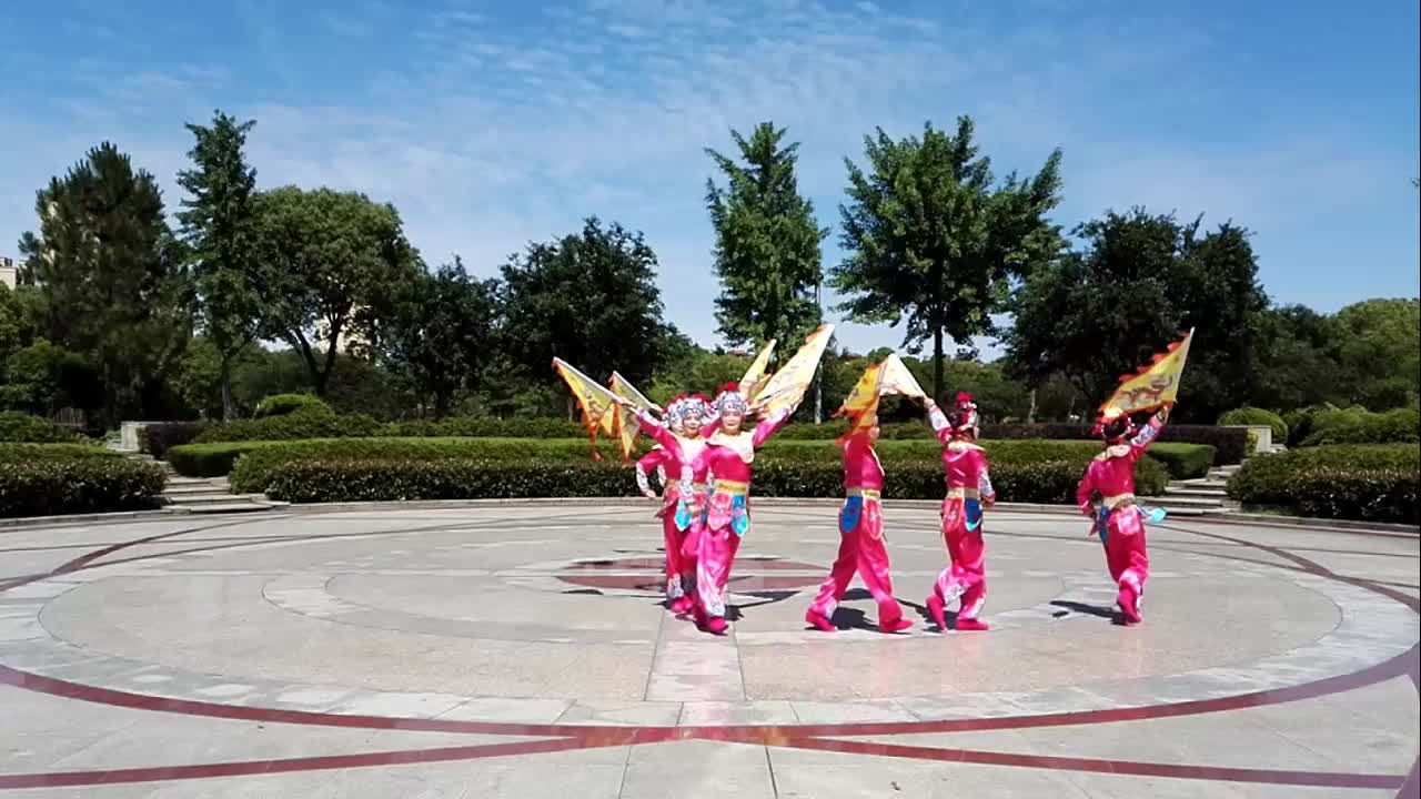 阿中中浙江桐乡梅锦广场舞中国脊梁-10人队形-团队演示